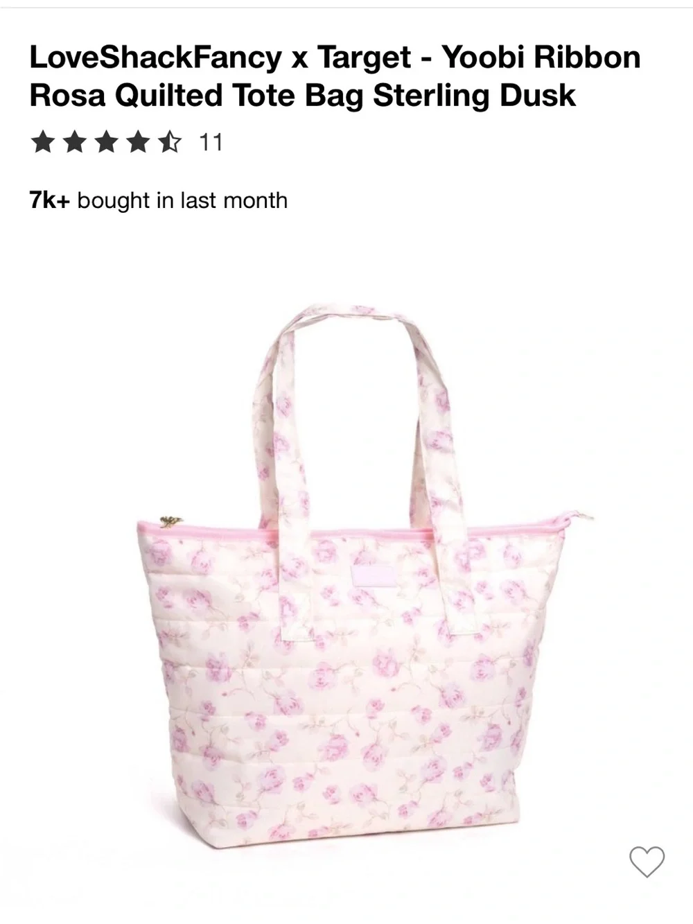 LoveShackFancy x Target Quilted Rosa Ribbon Tote Bag - Sterling Dusk 💕 NWT!